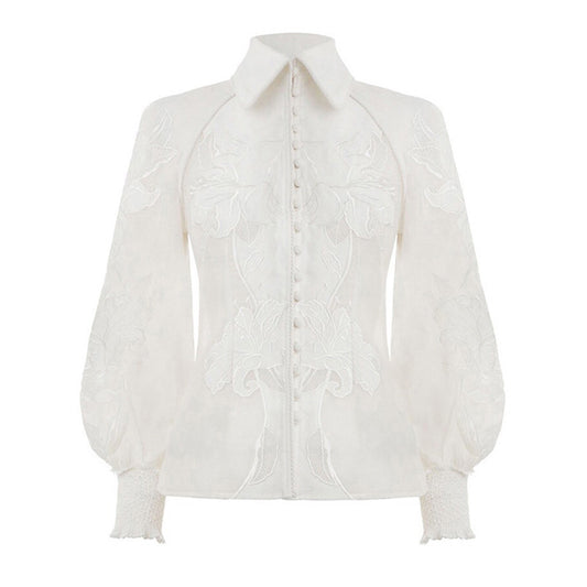 Lace embroidered shirt