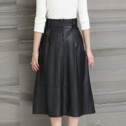 Spring Women's Haining Leather Half-Length Leather Skirt