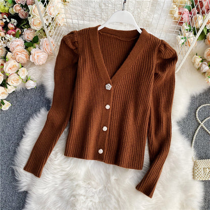 V-neck sweater women cardigan sweater