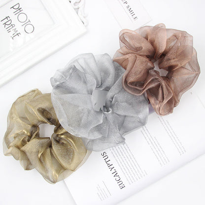 Large Intestine Hair Ring Female Super Fairy Large Pearl Gauze Organza Hair Rope Tie Ponytail