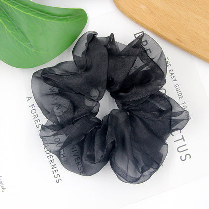 Large Intestine Hair Ring Female Super Fairy Large Pearl Gauze Organza Hair Rope Tie Ponytail
