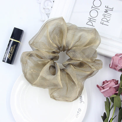 Large Intestine Hair Ring Female Super Fairy Large Pearl Gauze Organza Hair Rope Tie Ponytail
