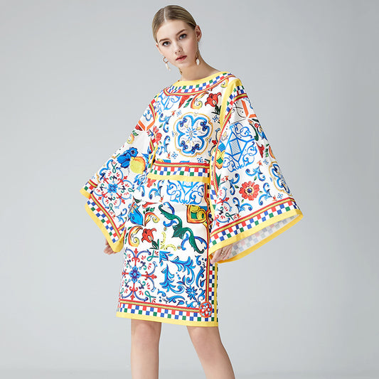 Printed Dress Women European And American Style Fashion Women's Dress