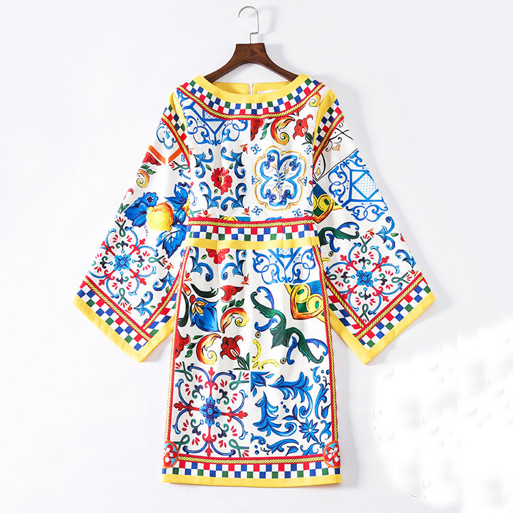 Printed Dress Women European And American Style Fashion Women's Dress