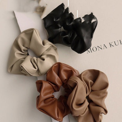 Elegant Temperament Pu Leather Large Intestine Hair Tie Hair Rope