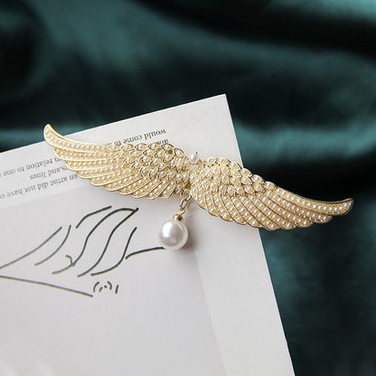 Full Diamond Delicate Hairpin Angel Wings Alloy Top Clip Elegant Lady Head Half-tie Hair Duckbill Clip Korean Hair Accessories