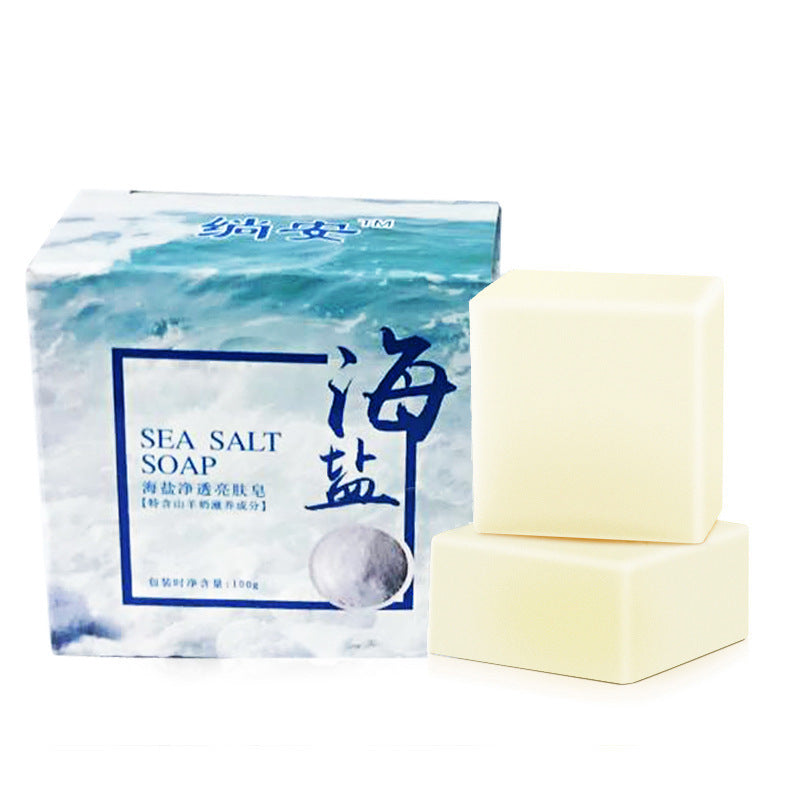 Face Body Natural Sea Salt Handmade Soap Pore-Care Calming Soap