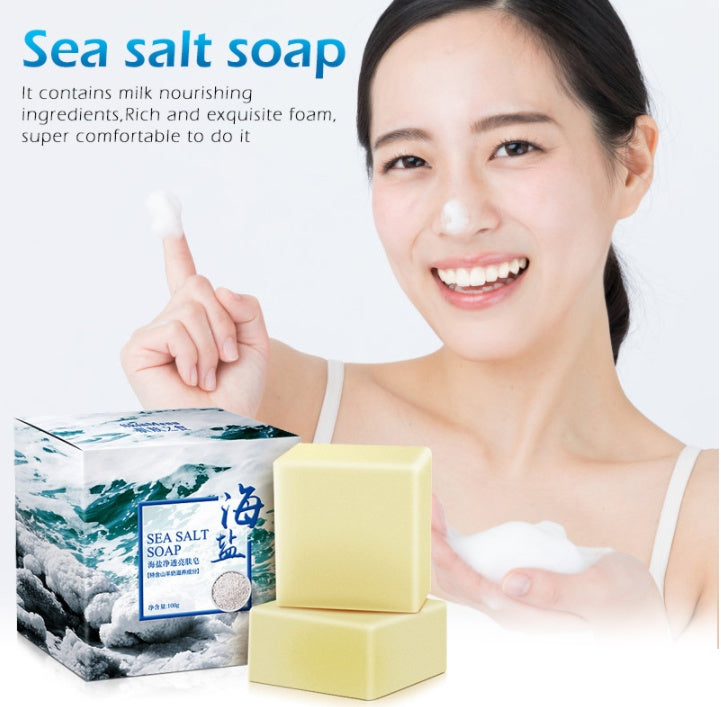 Face Body Natural Sea Salt Handmade Soap Pore-Care Calming Soap