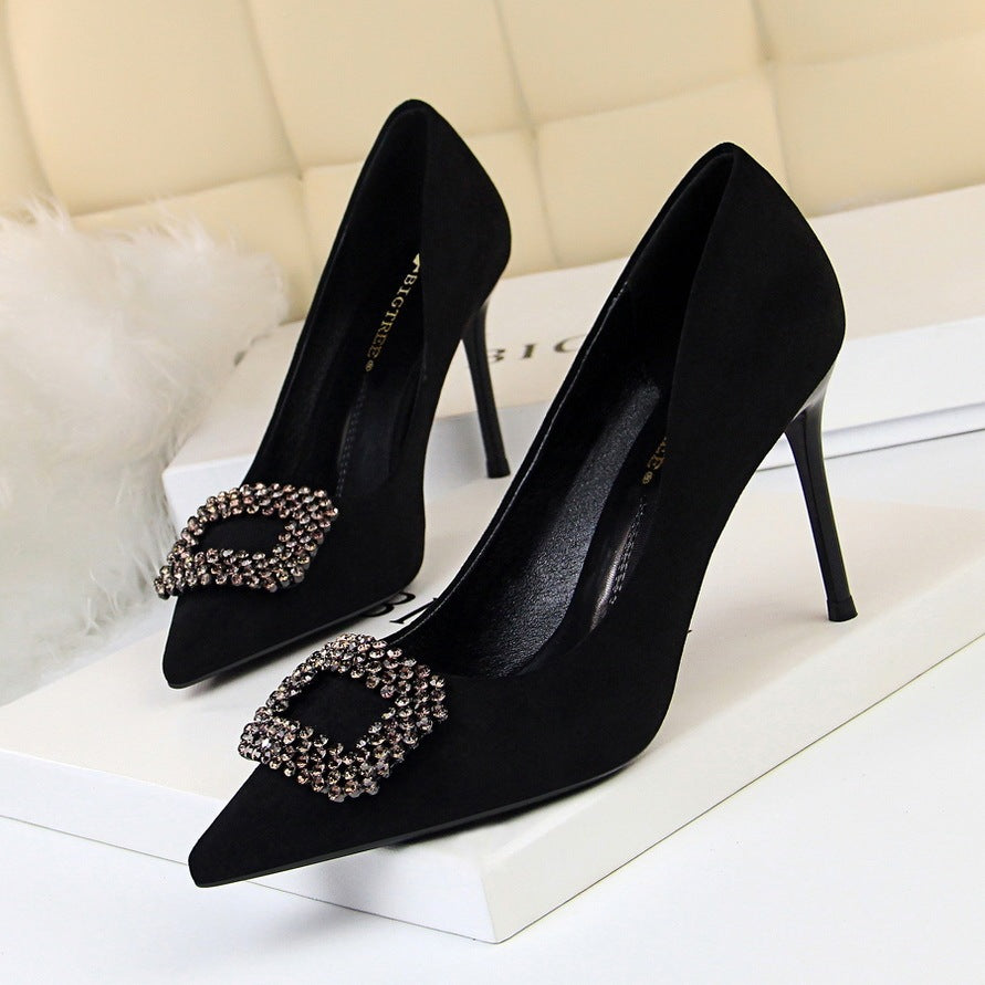 Pointed Rhinestone High Heels