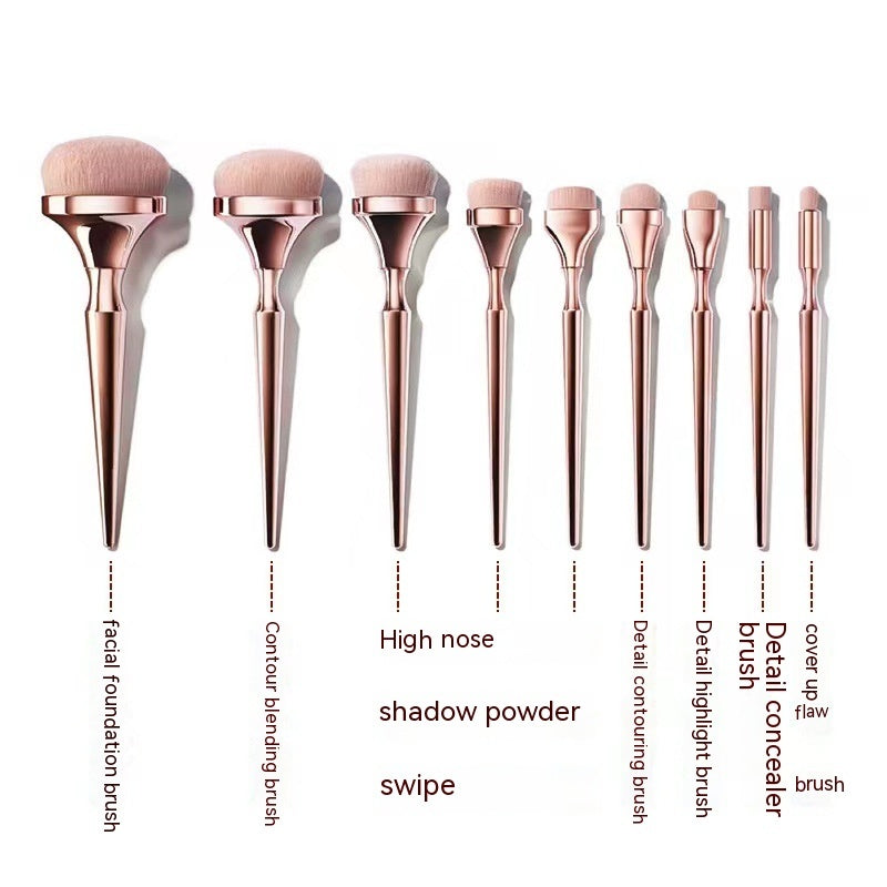 9 Gold Plating Toothbrush Type Makeup Brushes Suit