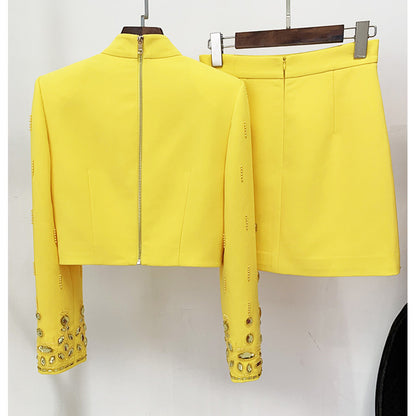 Beaded Short Top Skirt Suit