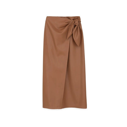 PU leather A-line skirt skirt