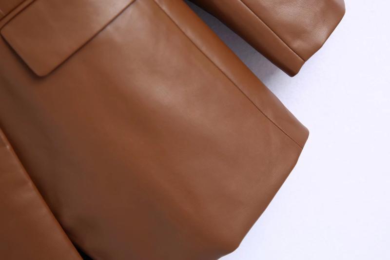 Women's Simple French Faux Leather Blazer
