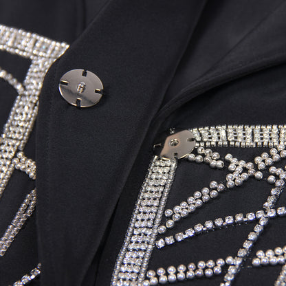 Beads Diamond Waist Slimming High-end Women's Suit Jacket