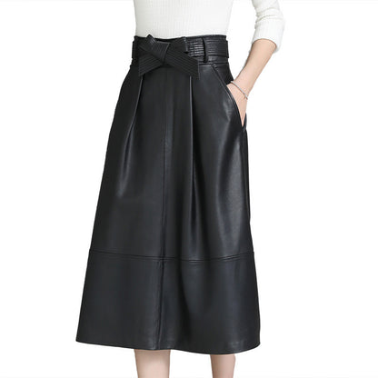 Spring Women's Haining Leather Half-Length Leather Skirt