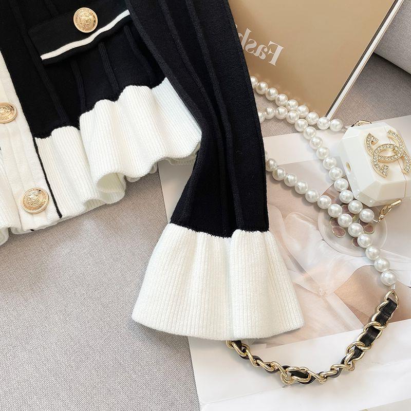 Classic Style Sweet Flare Sleeve Knitted Cardigan For Women Spring