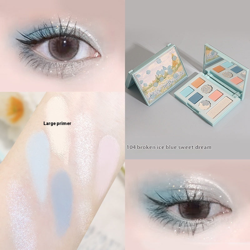 Students Makeup Blue Petals Eye Shadow Plate Matte Shimmer