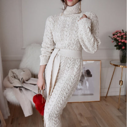 Turtleneck knitted bottoming sweater dress