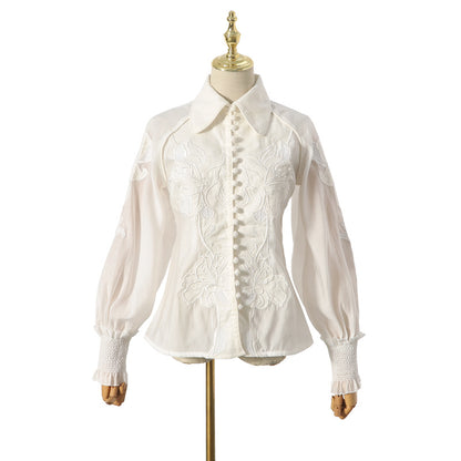 Lace embroidered shirt