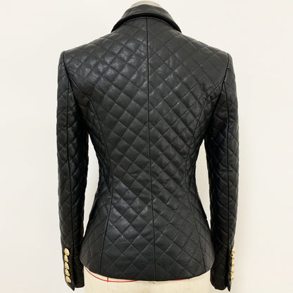 Slim-fit quilted leather blazer