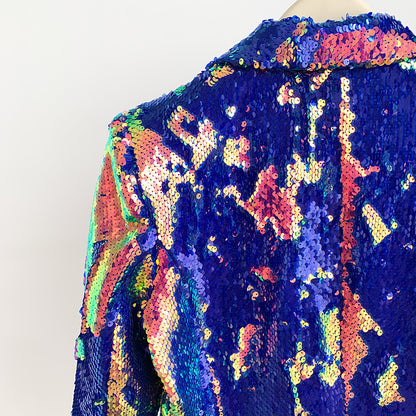 Sequin Color Change Casual Suit Coat