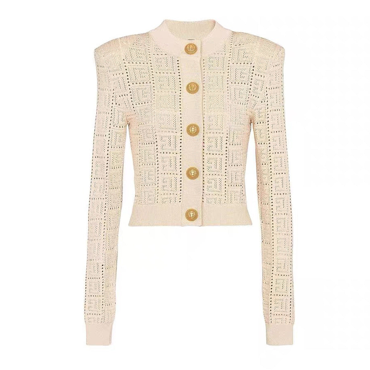Long Sleeve Round Neck Hollow Out Knitwear Dress Vest