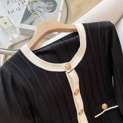 Classic Style Sweet Flare Sleeve Knitted Cardigan For Women Spring