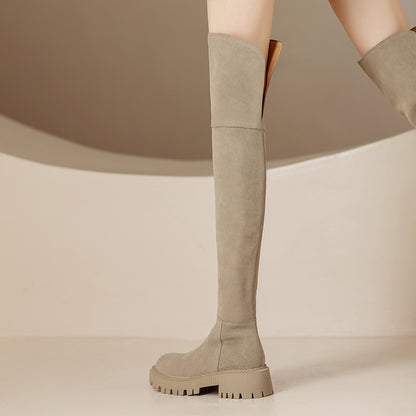 Women With Genuine Leather Frosted Over The Knee Boots