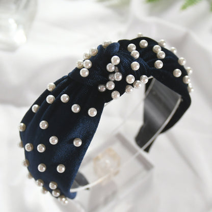 Nail Pearl Velvet Knot Hair Hoop