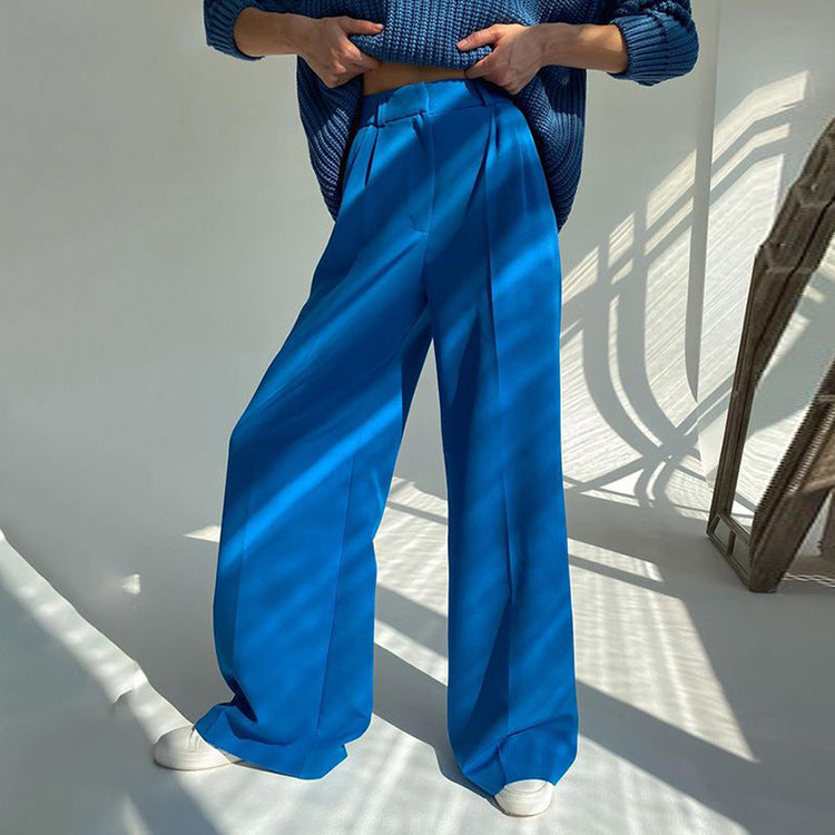 Commuter High Waist Loose Klein Casual Trousers