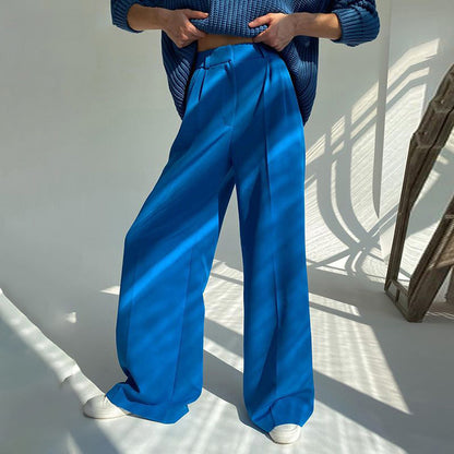 Commuter High Waist Loose Klein Casual Trousers