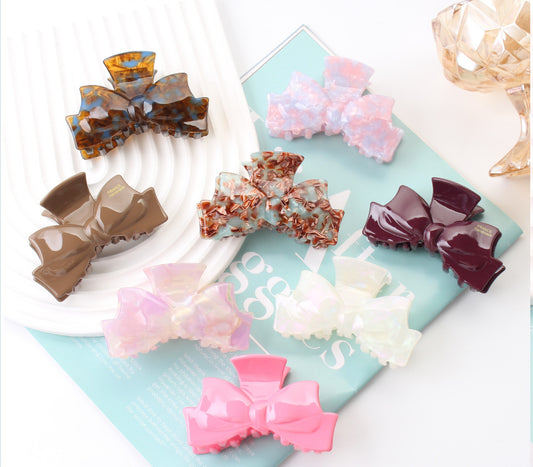 New Acetate Grip Sweet Bow Shark Clip Hair Accessories Large Updo Hair Claw Headdress Clip