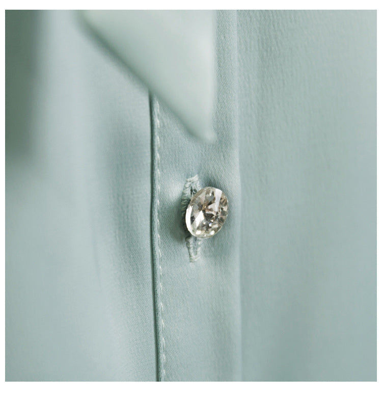 Long-Sleeved Solid Color Shirt With Neckline Tie