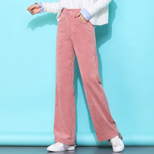 Loose Casual Corduroy High Waist Wide Leg Pants