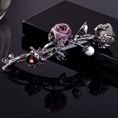 Creative Alloy Rose Rhinestone Hair Clip