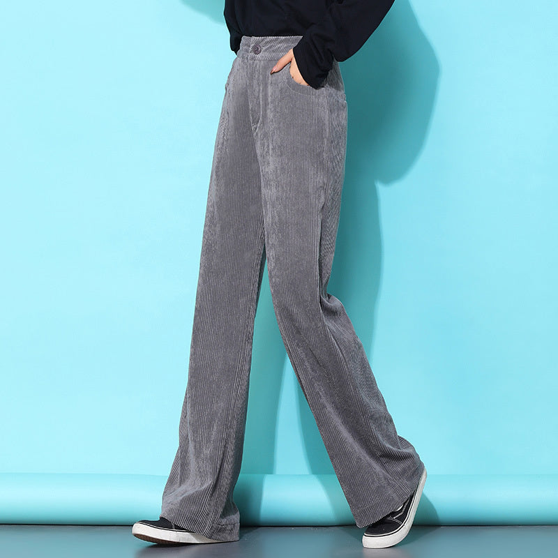 Loose Casual Corduroy High Waist Wide Leg Pants