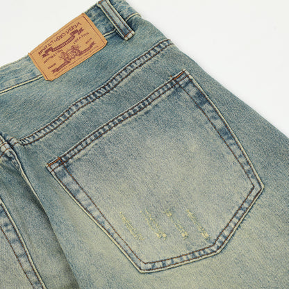 Pan Yellow Denim Broken Holes Pants Men