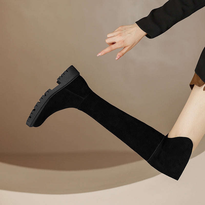 Women With Genuine Leather Frosted Over The Knee Boots