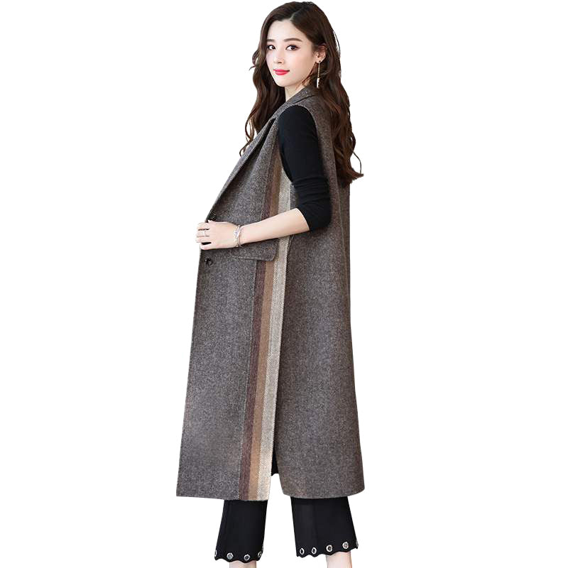 Mid-length cashmere double-faced vest