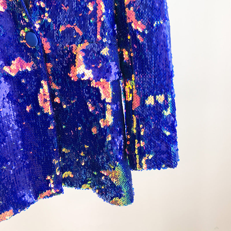 Sequin Color Change Casual Suit Coat