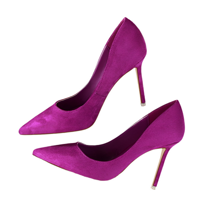 Shallow pointed suede high heels