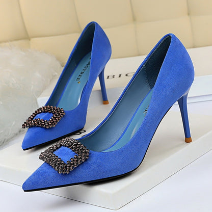 Pointed Rhinestone High Heels