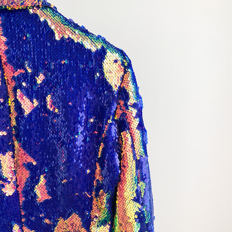 Sequin Color Change Casual Suit Coat