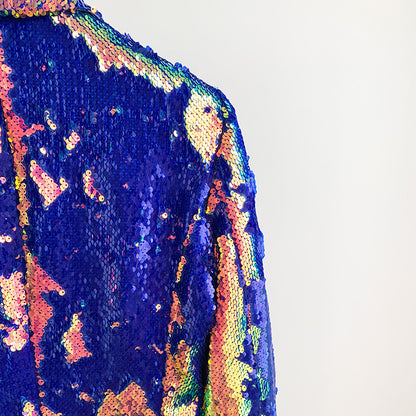 Sequin Color Change Casual Suit Coat