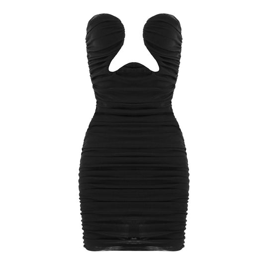 Solid color wrap breast dress