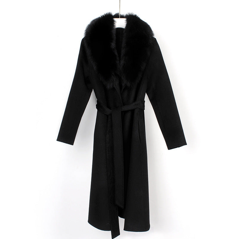 Autumn And Winter New Wool Overcoat Double-faced Woolen Goods Long Belt Slim Fit