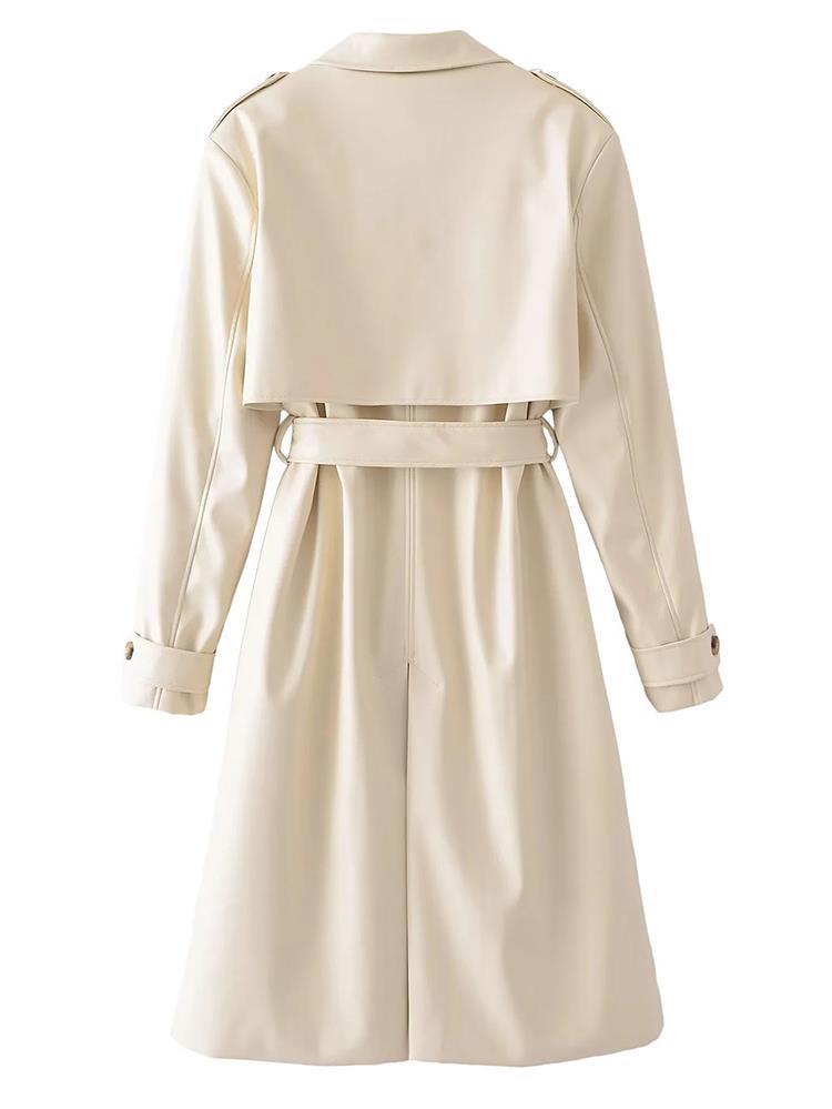 Loose Double Breasted Long Trench Coat French Women's Coat