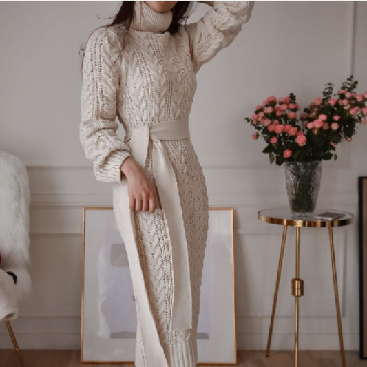 Turtleneck knitted bottoming sweater dress