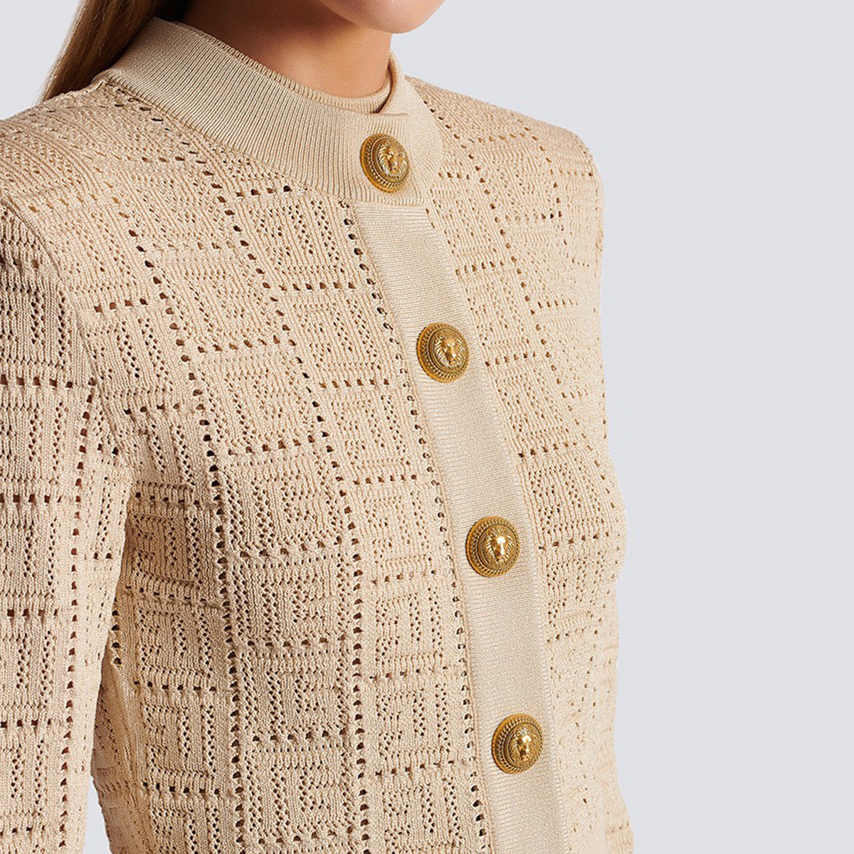Long Sleeve Round Neck Hollow Out Knitwear Dress Vest