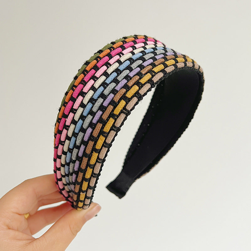 Hair Band Headband Hairpin Rainbow Rope Woven Wide Brim Hair Band Headdress